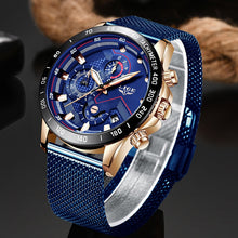 Load image into Gallery viewer, LIGE Fashion Mens Watches Top Brand Luxury WristWatch Quartz Clock Blue Watch Men Waterproof Sport Chronograph Relogio Masculino