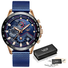 Load image into Gallery viewer, LIGE Men Watches Top Brand Luxury Stainless Steel Blue Waterproof Quartz Watch Men Fashion Chronograph Male Sport Military Watch
