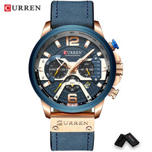 Load image into Gallery viewer, CURREN Casual Sport Watches for Men Blue Top Brand Luxury Military Leather Wrist Watch Man Clock Fashion Chronograph Wristwatch