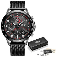 Load image into Gallery viewer, LIGE Men Watches Top Brand Luxury Stainless Steel Blue Waterproof Quartz Watch Men Fashion Chronograph Male Sport Military Watch
