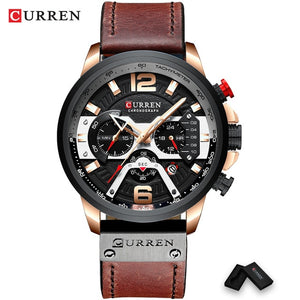 CURREN Casual Sport Watches for Men Blue Top Brand Luxury Military Leather Wrist Watch Man Clock Fashion Chronograph Wristwatch